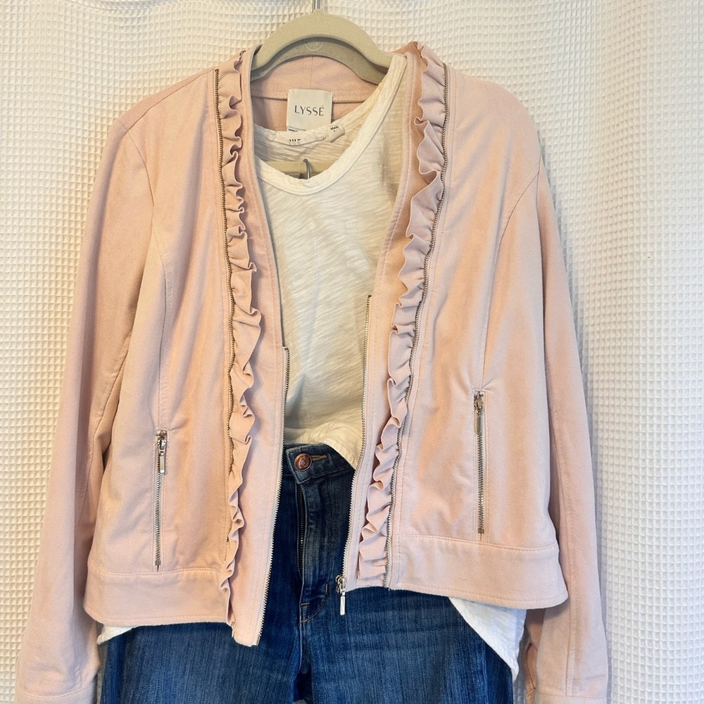 Lysse Light Pink Ruffle Front Zip Jacket - Picture 4 of 6